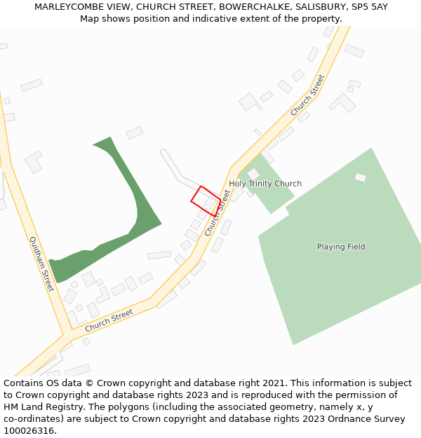 MARLEYCOMBE VIEW, CHURCH STREET, BOWERCHALKE, SALISBURY, SP5 5AY: Location map and indicative extent of plot