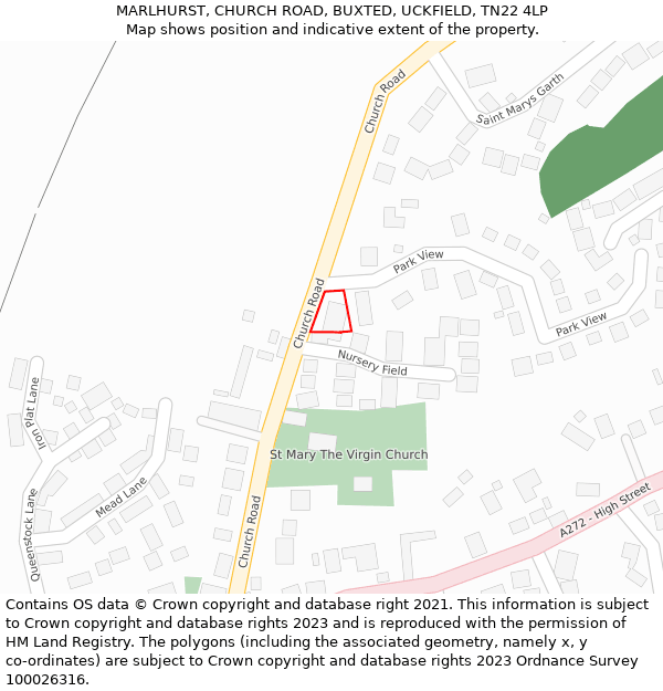 MARLHURST, CHURCH ROAD, BUXTED, UCKFIELD, TN22 4LP: Location map and indicative extent of plot