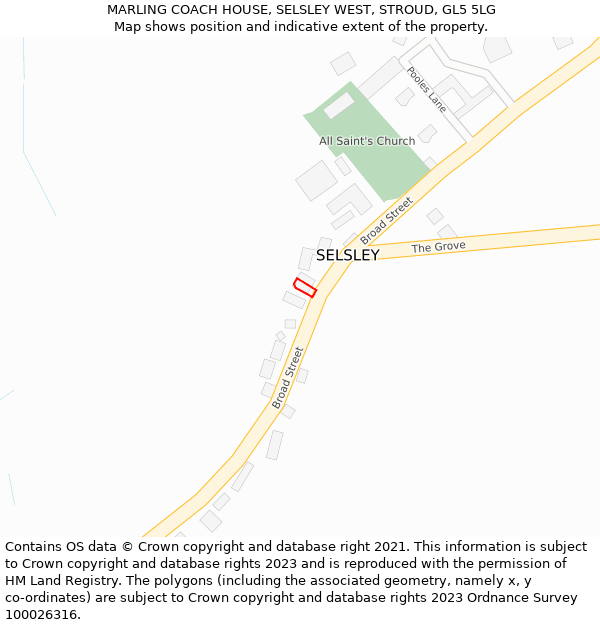 MARLING COACH HOUSE, SELSLEY WEST, STROUD, GL5 5LG: Location map and indicative extent of plot