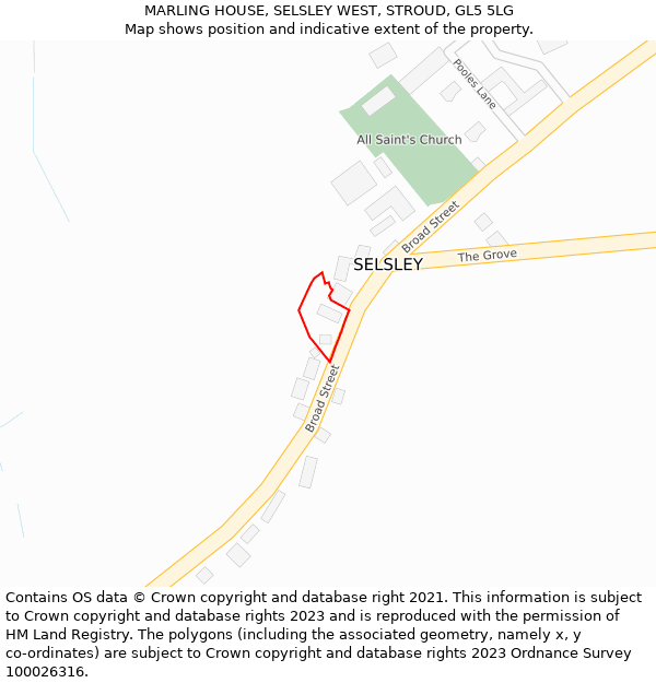 MARLING HOUSE, SELSLEY WEST, STROUD, GL5 5LG: Location map and indicative extent of plot