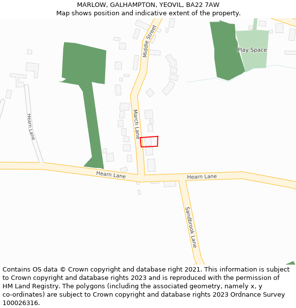 MARLOW, GALHAMPTON, YEOVIL, BA22 7AW: Location map and indicative extent of plot