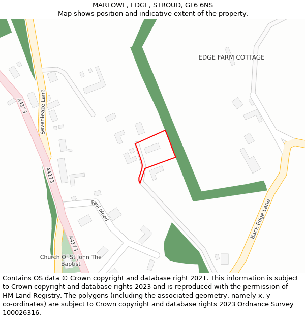 MARLOWE, EDGE, STROUD, GL6 6NS: Location map and indicative extent of plot