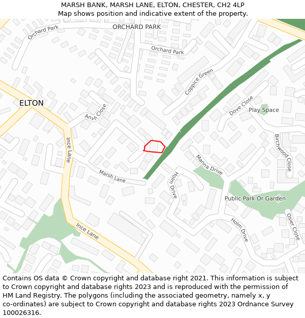 MARSH BANK, MARSH LANE, ELTON, CHESTER, CH2 4LP: Location map and indicative extent of plot