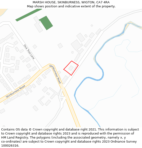 MARSH HOUSE, SKINBURNESS, WIGTON, CA7 4RA: Location map and indicative extent of plot