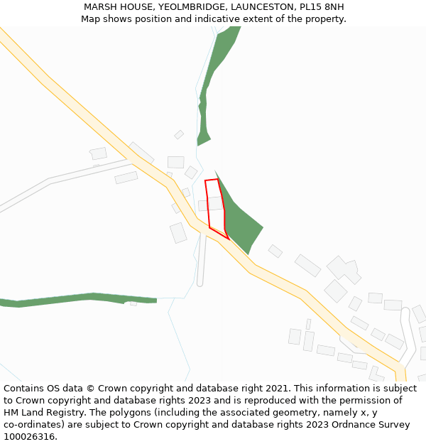 MARSH HOUSE, YEOLMBRIDGE, LAUNCESTON, PL15 8NH: Location map and indicative extent of plot