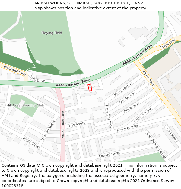 MARSH WORKS, OLD MARSH, SOWERBY BRIDGE, HX6 2JF: Location map and indicative extent of plot