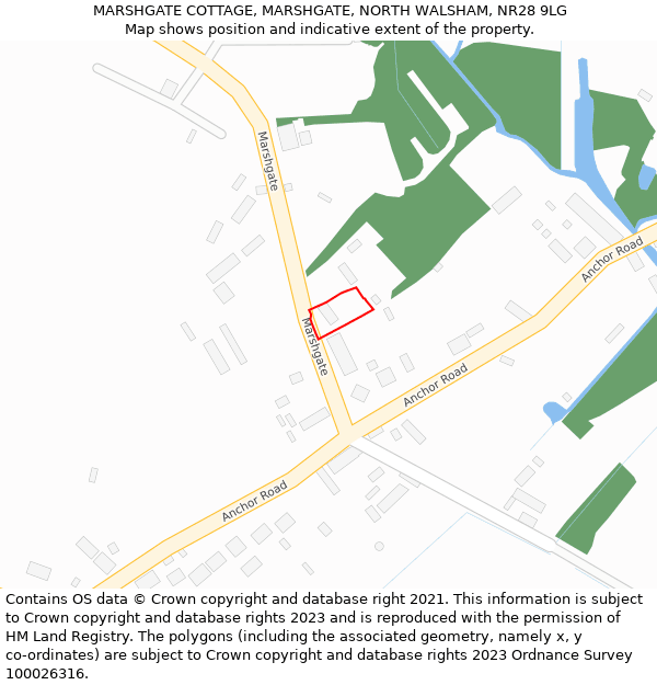 MARSHGATE COTTAGE, MARSHGATE, NORTH WALSHAM, NR28 9LG: Location map and indicative extent of plot