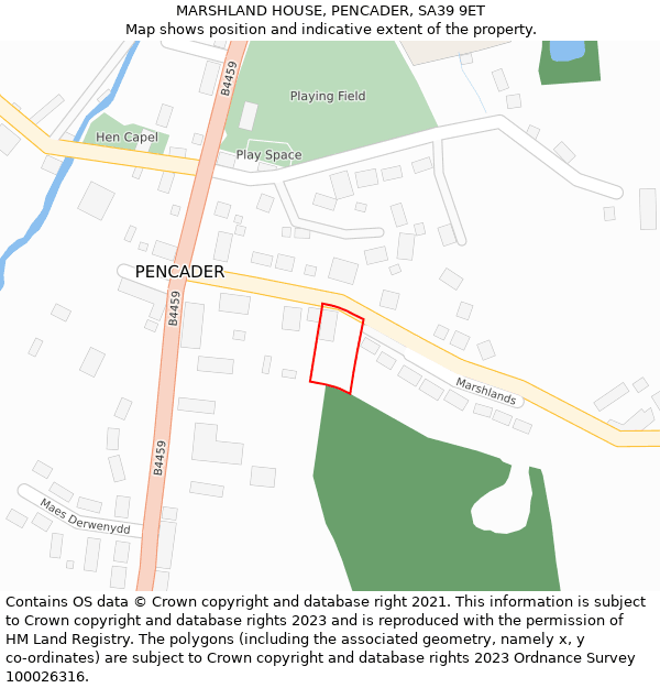MARSHLAND HOUSE, PENCADER, SA39 9ET: Location map and indicative extent of plot