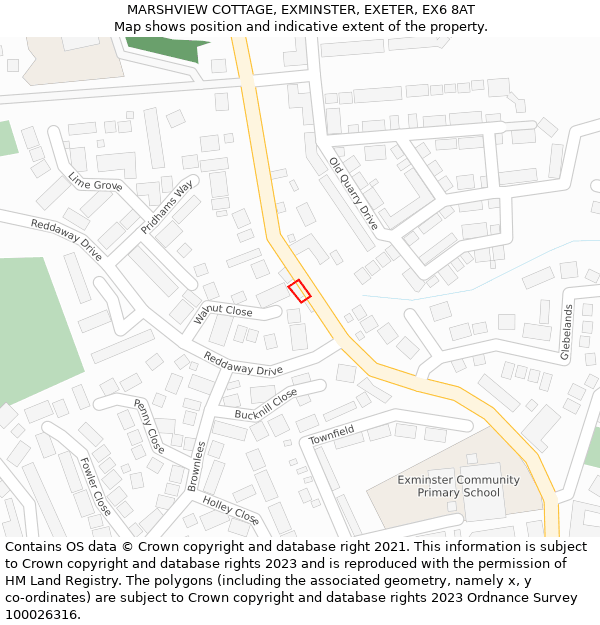 MARSHVIEW COTTAGE, EXMINSTER, EXETER, EX6 8AT: Location map and indicative extent of plot