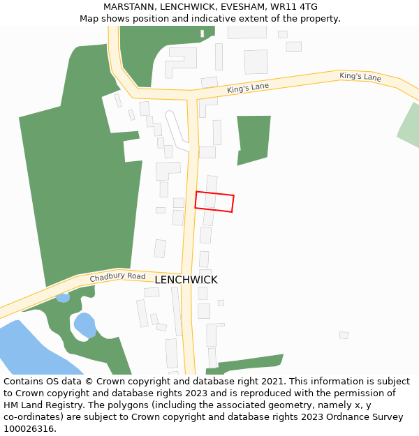 MARSTANN, LENCHWICK, EVESHAM, WR11 4TG: Location map and indicative extent of plot