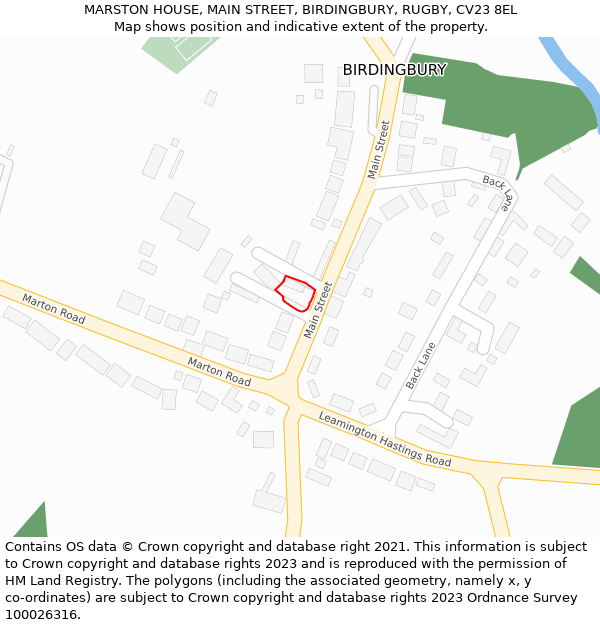 MARSTON HOUSE, MAIN STREET, BIRDINGBURY, RUGBY, CV23 8EL: Location map and indicative extent of plot