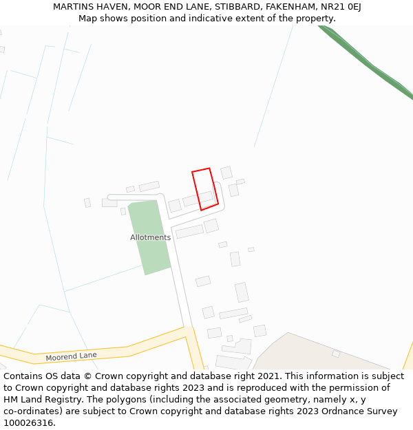 MARTINS HAVEN, MOOR END LANE, STIBBARD, FAKENHAM, NR21 0EJ: Location map and indicative extent of plot