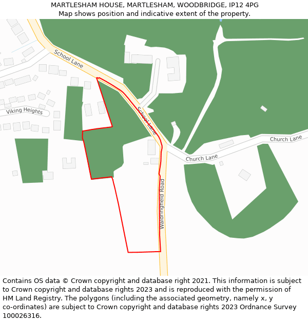 MARTLESHAM HOUSE, MARTLESHAM, WOODBRIDGE, IP12 4PG: Location map and indicative extent of plot