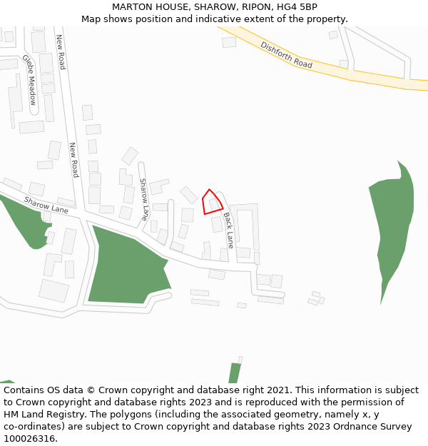 MARTON HOUSE, SHAROW, RIPON, HG4 5BP: Location map and indicative extent of plot