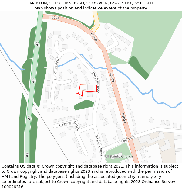 MARTON, OLD CHIRK ROAD, GOBOWEN, OSWESTRY, SY11 3LH: Location map and indicative extent of plot