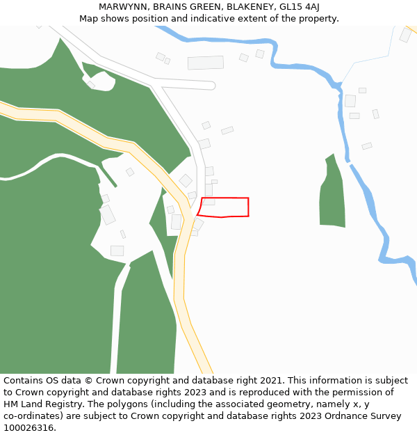 MARWYNN, BRAINS GREEN, BLAKENEY, GL15 4AJ: Location map and indicative extent of plot