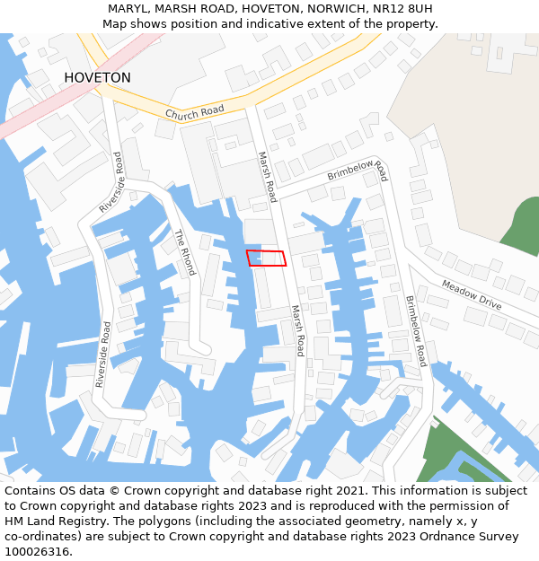 MARYL, MARSH ROAD, HOVETON, NORWICH, NR12 8UH: Location map and indicative extent of plot