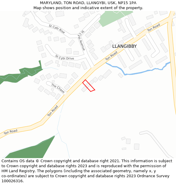 MARYLAND, TON ROAD, LLANGYBI, USK, NP15 1PA: Location map and indicative extent of plot