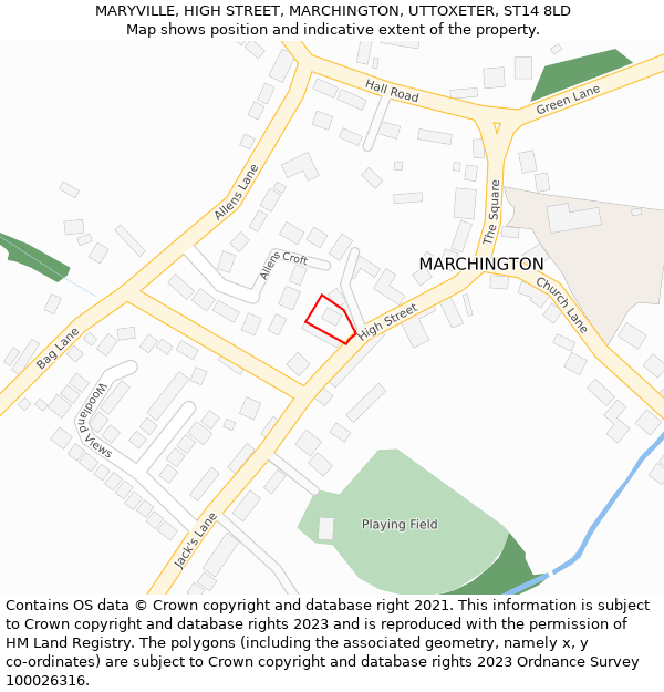 MARYVILLE, HIGH STREET, MARCHINGTON, UTTOXETER, ST14 8LD: Location map and indicative extent of plot