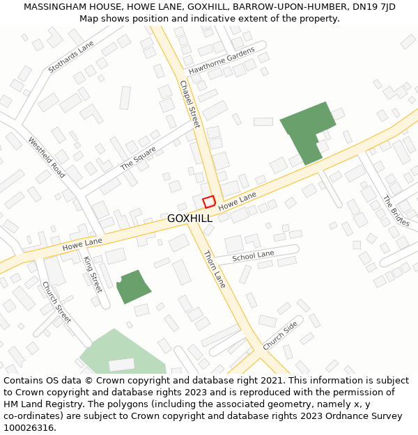 MASSINGHAM HOUSE, HOWE LANE, GOXHILL, BARROW-UPON-HUMBER, DN19 7JD: Location map and indicative extent of plot