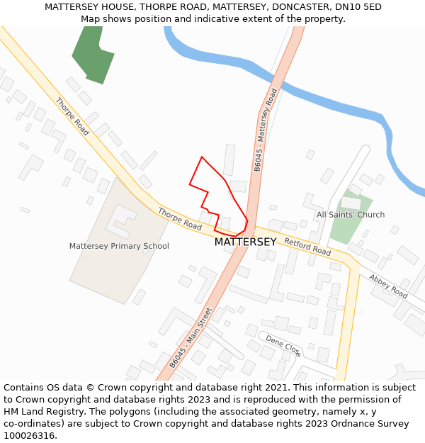 MATTERSEY HOUSE, THORPE ROAD, MATTERSEY, DONCASTER, DN10 5ED: Location map and indicative extent of plot