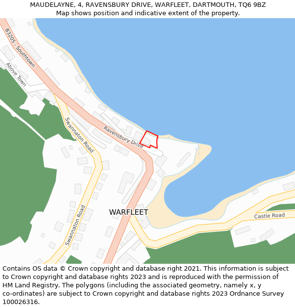 MAUDELAYNE, 4, RAVENSBURY DRIVE, WARFLEET, DARTMOUTH, TQ6 9BZ: Location map and indicative extent of plot