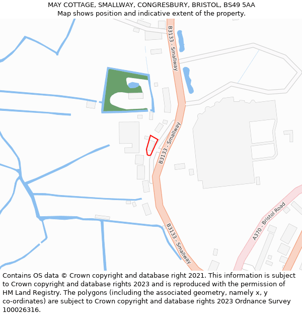 MAY COTTAGE, SMALLWAY, CONGRESBURY, BRISTOL, BS49 5AA: Location map and indicative extent of plot