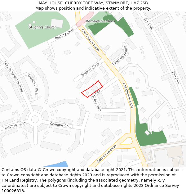 MAY HOUSE, CHERRY TREE WAY, STANMORE, HA7 2SB: Location map and indicative extent of plot