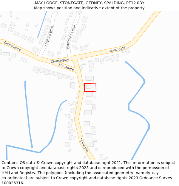 MAY LODGE, STONEGATE, GEDNEY, SPALDING, PE12 0BY: Location map and indicative extent of plot