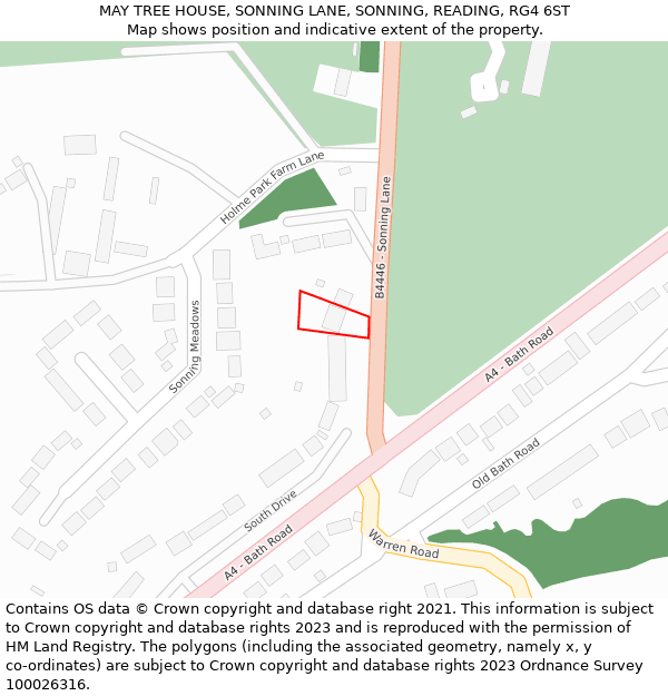 MAY TREE HOUSE, SONNING LANE, SONNING, READING, RG4 6ST: Location map and indicative extent of plot