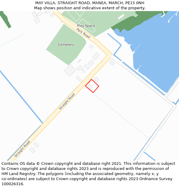 MAY VILLA, STRAIGHT ROAD, MANEA, MARCH, PE15 0NH: Location map and indicative extent of plot