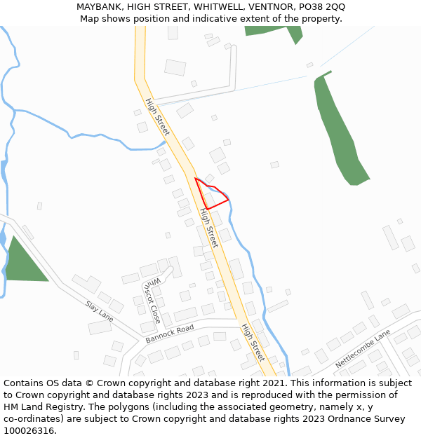 MAYBANK, HIGH STREET, WHITWELL, VENTNOR, PO38 2QQ: Location map and indicative extent of plot