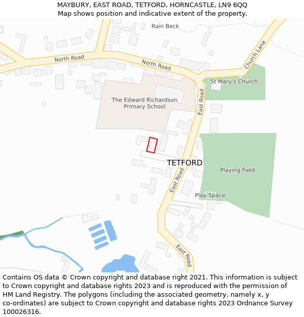 MAYBURY, EAST ROAD, TETFORD, HORNCASTLE, LN9 6QQ: Location map and indicative extent of plot