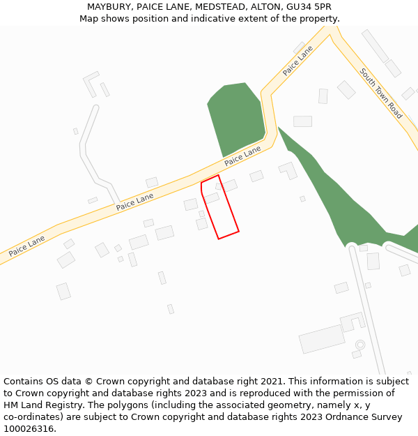 MAYBURY, PAICE LANE, MEDSTEAD, ALTON, GU34 5PR: Location map and indicative extent of plot