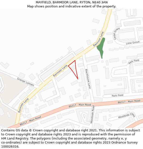 MAYFIELD, BARMOOR LANE, RYTON, NE40 3AN: Location map and indicative extent of plot