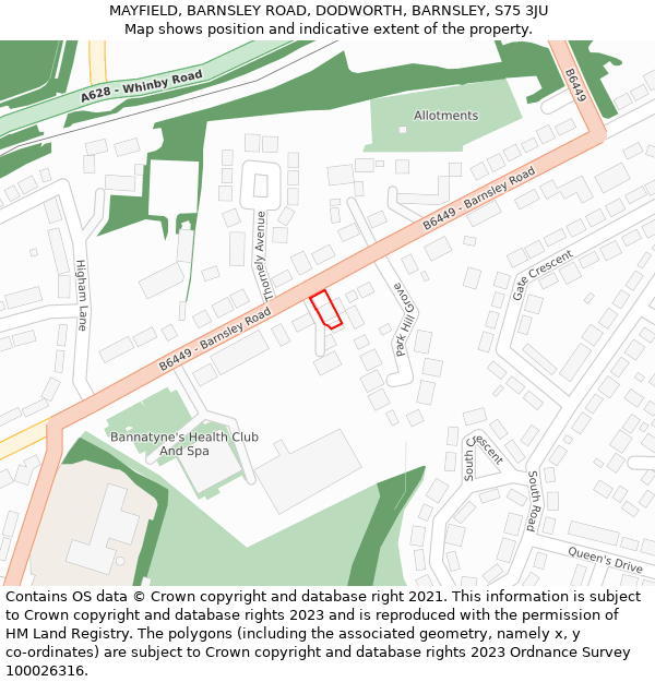 MAYFIELD, BARNSLEY ROAD, DODWORTH, BARNSLEY, S75 3JU: Location map and indicative extent of plot