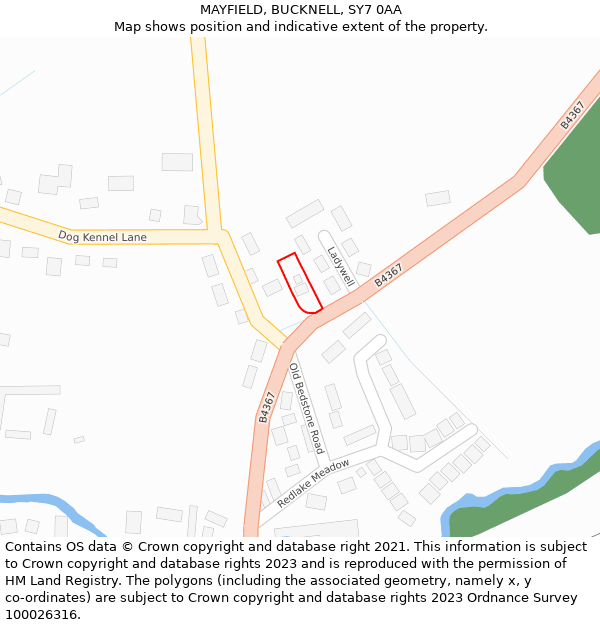 MAYFIELD, BUCKNELL, SY7 0AA: Location map and indicative extent of plot