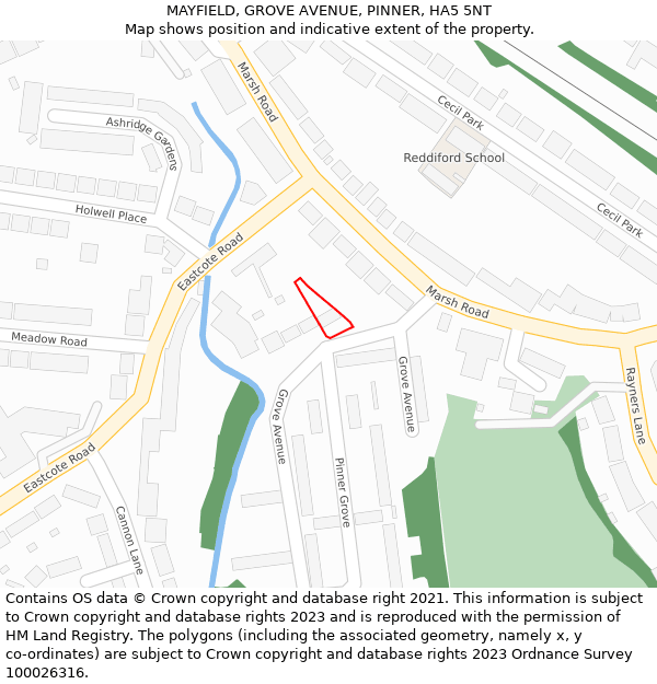 MAYFIELD, GROVE AVENUE, PINNER, HA5 5NT: Location map and indicative extent of plot