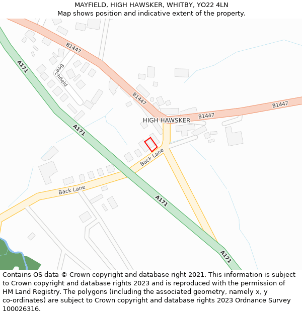 MAYFIELD, HIGH HAWSKER, WHITBY, YO22 4LN: Location map and indicative extent of plot