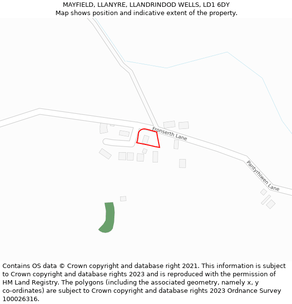 MAYFIELD, LLANYRE, LLANDRINDOD WELLS, LD1 6DY: Location map and indicative extent of plot