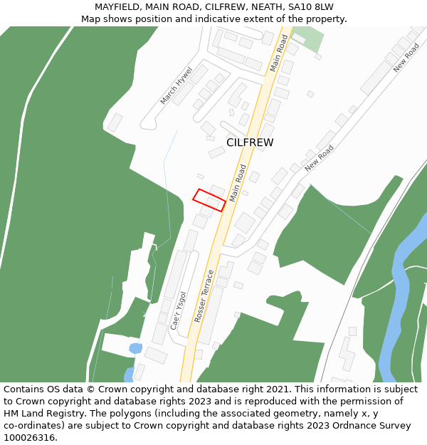 MAYFIELD, MAIN ROAD, CILFREW, NEATH, SA10 8LW: Location map and indicative extent of plot