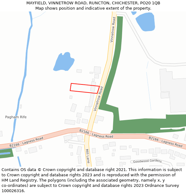 MAYFIELD, VINNETROW ROAD, RUNCTON, CHICHESTER, PO20 1QB: Location map and indicative extent of plot