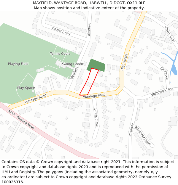 MAYFIELD, WANTAGE ROAD, HARWELL, DIDCOT, OX11 0LE: Location map and indicative extent of plot