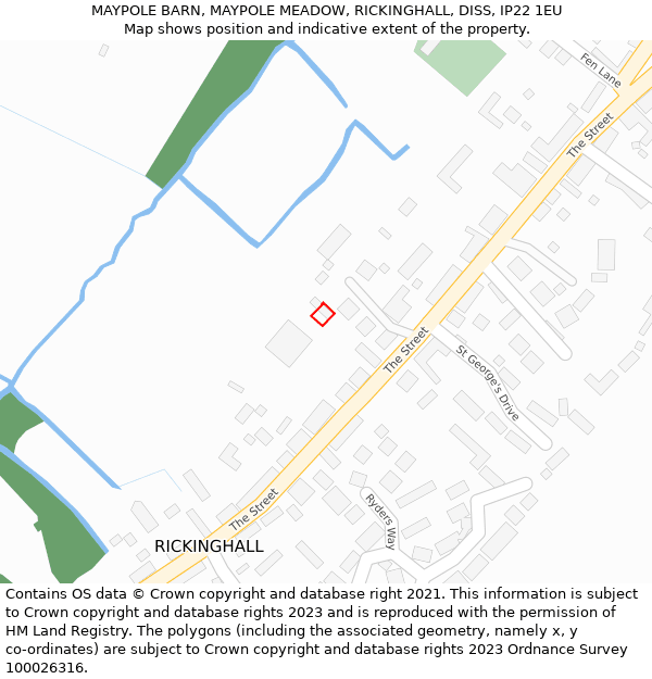 MAYPOLE BARN, MAYPOLE MEADOW, RICKINGHALL, DISS, IP22 1EU: Location map and indicative extent of plot