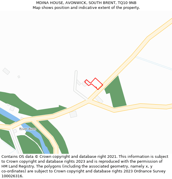 MDINA HOUSE, AVONWICK, SOUTH BRENT, TQ10 9NB: Location map and indicative extent of plot