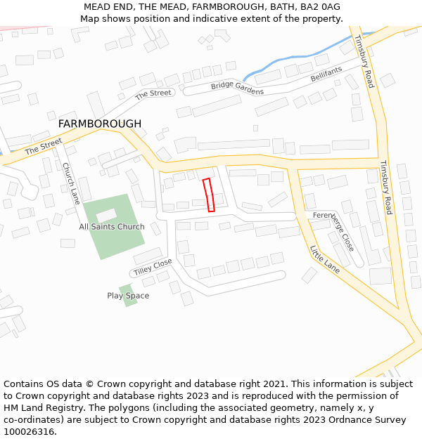 MEAD END, THE MEAD, FARMBOROUGH, BATH, BA2 0AG: Location map and indicative extent of plot