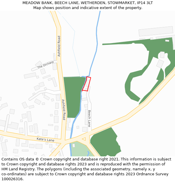 MEADOW BANK, BEECH LANE, WETHERDEN, STOWMARKET, IP14 3LT: Location map and indicative extent of plot