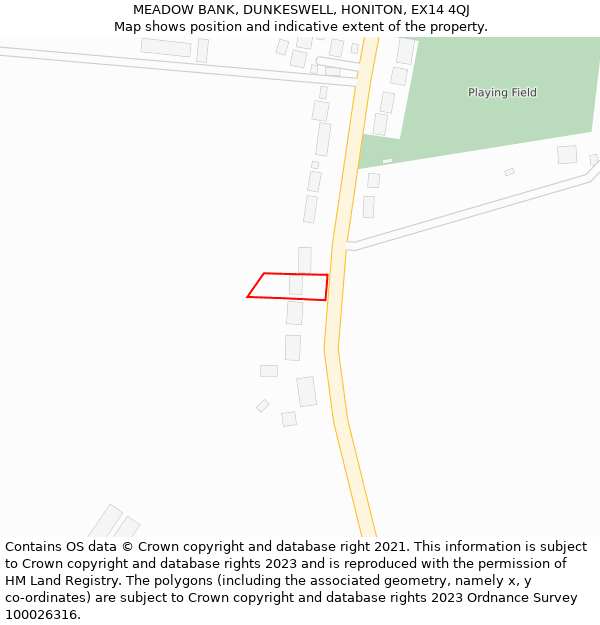 MEADOW BANK, DUNKESWELL, HONITON, EX14 4QJ: Location map and indicative extent of plot