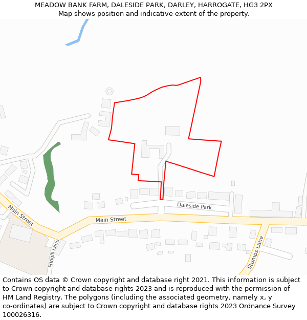 MEADOW BANK FARM, DALESIDE PARK, DARLEY, HARROGATE, HG3 2PX: Location map and indicative extent of plot