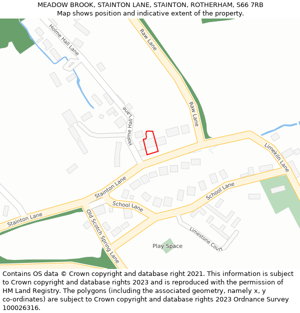 MEADOW BROOK, STAINTON LANE, STAINTON, ROTHERHAM, S66 7RB: Location map and indicative extent of plot